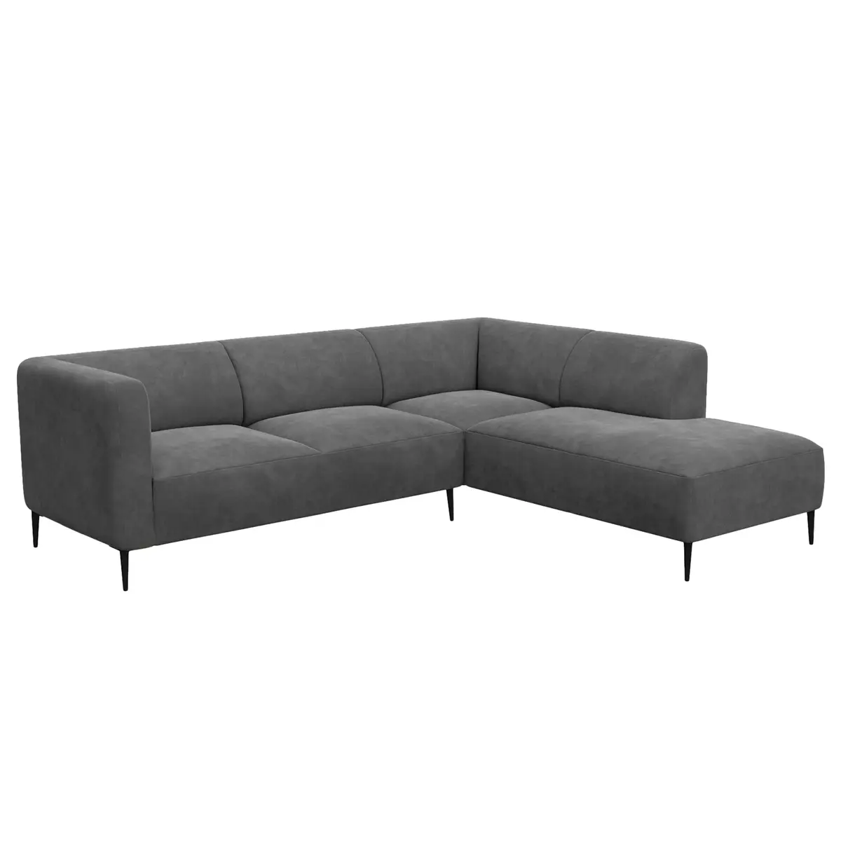 Ecksofa 2,5-Sitzer mit Ottomane Grau/Grau Samt Shyla | Grau