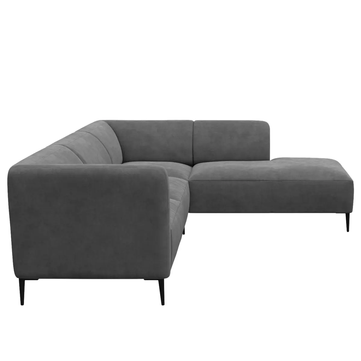 Ecksofa 2,5-Sitzer mit Ottomane Grau/Grau Samt Shyla | Grau