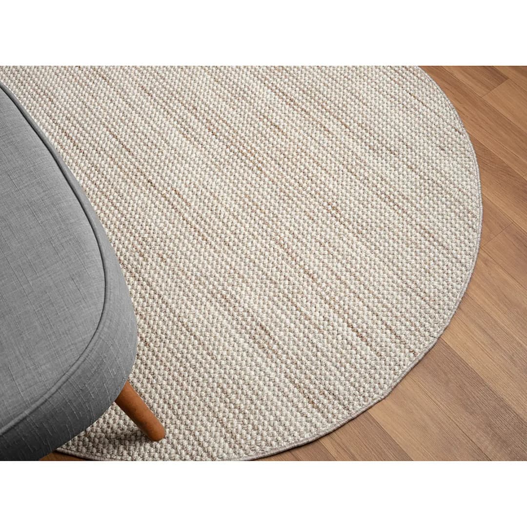 Kurzflorteppich Weiß/Weiß/Beige 120 x 120cm Mischgewebe