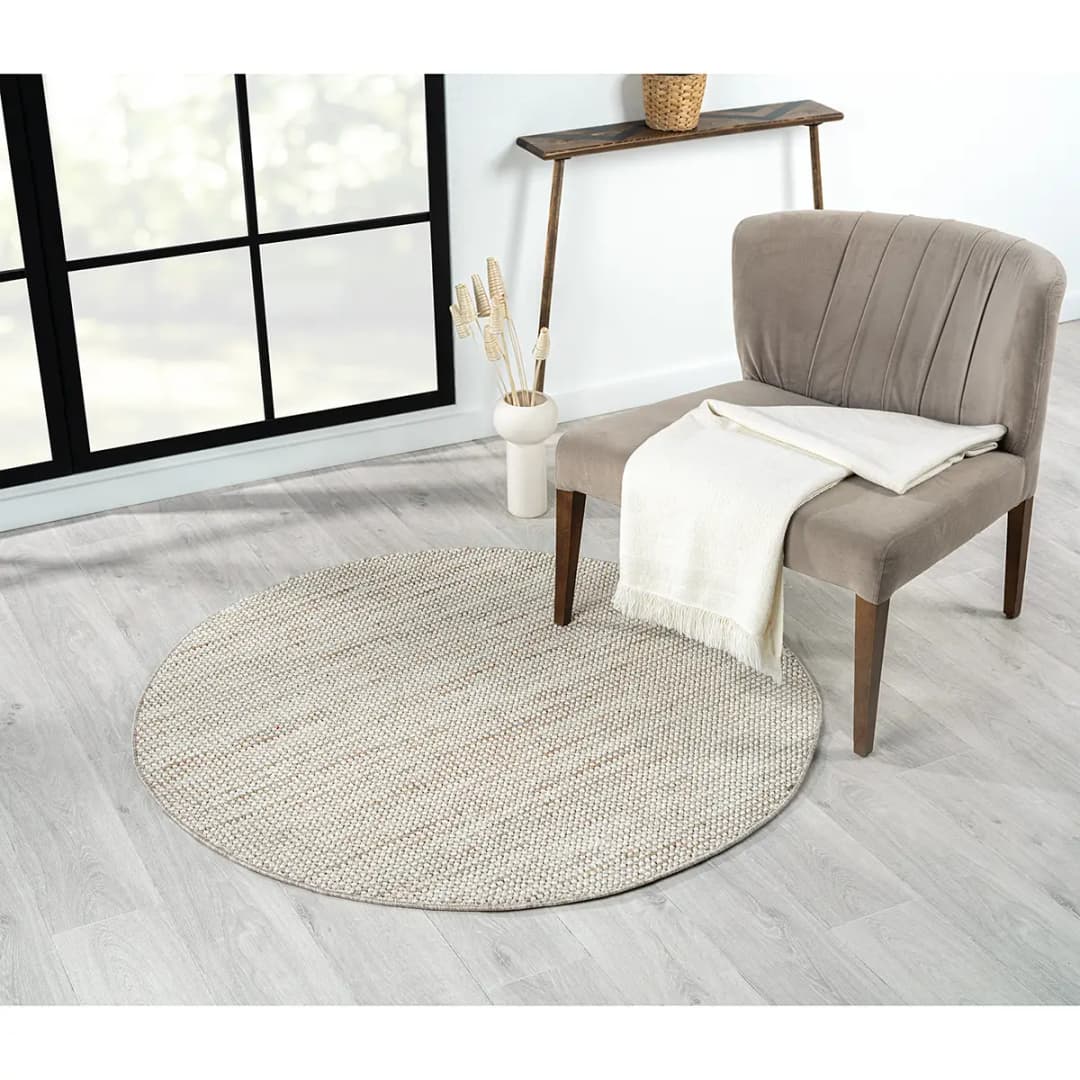 Kurzflorteppich Weiß/Weiß/Beige 120 x 120cm Mischgewebe