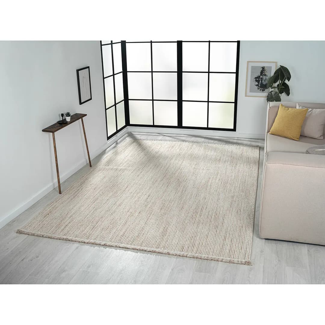 Kurzflorteppich Weiß/Weiß/Beige 200 x 290cm Mischgewebe | Beige