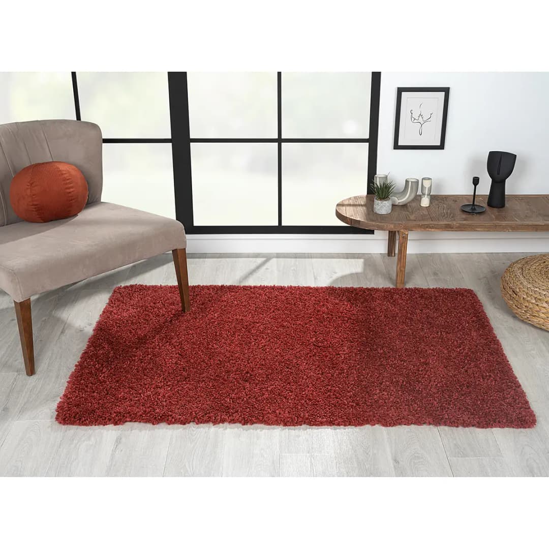 Hochflorteppich 100 x 150cm Rot/Weinrot | Rot