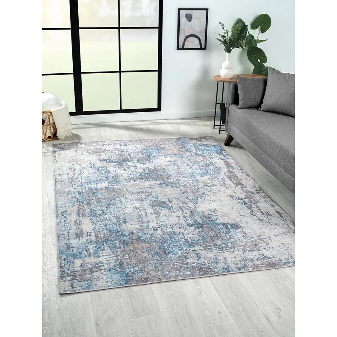 Kurzflorteppich Blau/Blaugrau 160 x 230cm Mischgewebe | Blau