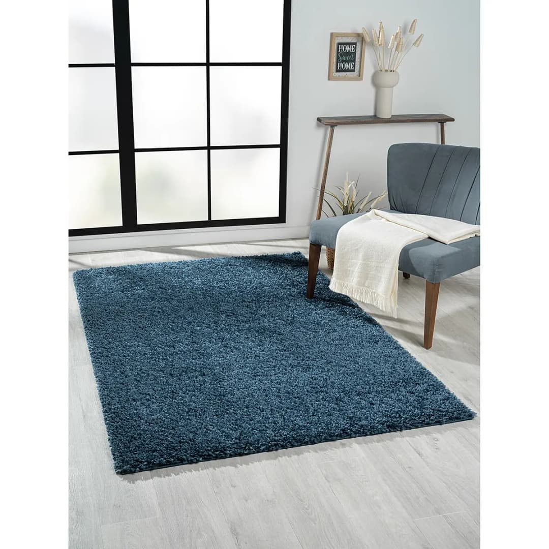 Hochflorteppich 120 x 180cm Blau/Dunkelblau | Blau