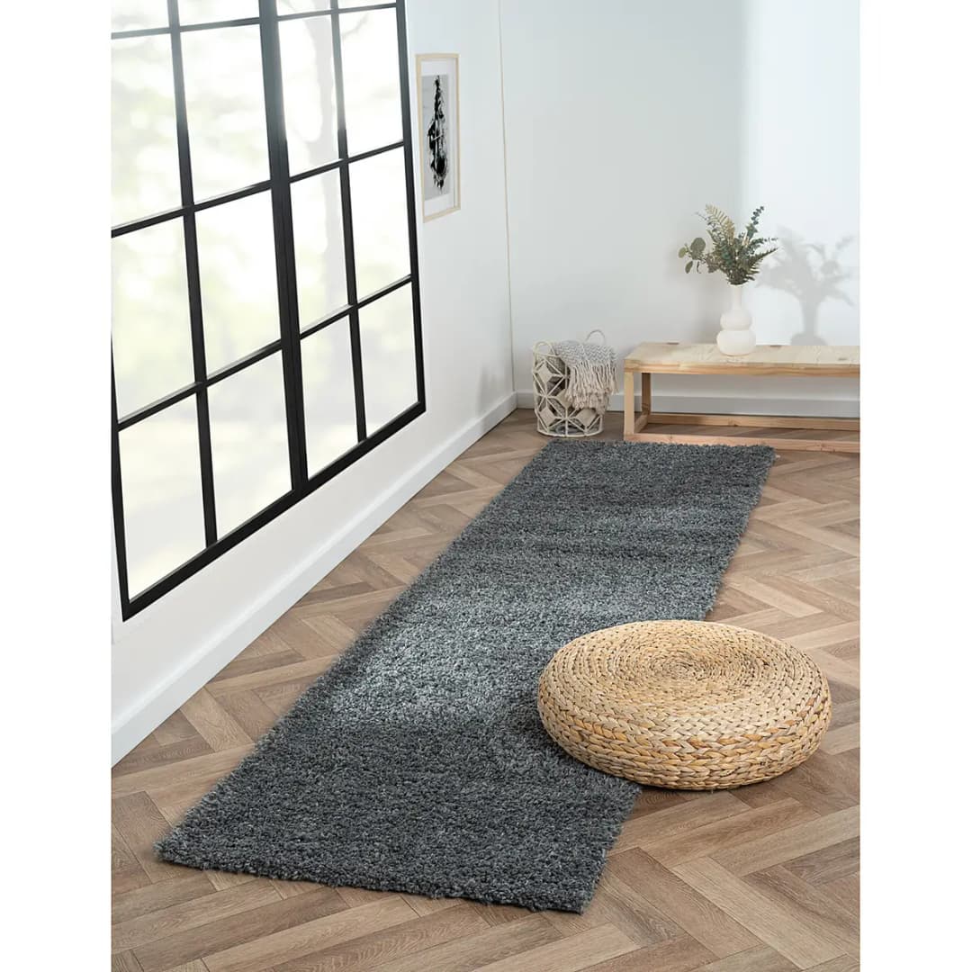 Hochflorteppich 80 x 300cm Grau/Dunkelgrau | Grau