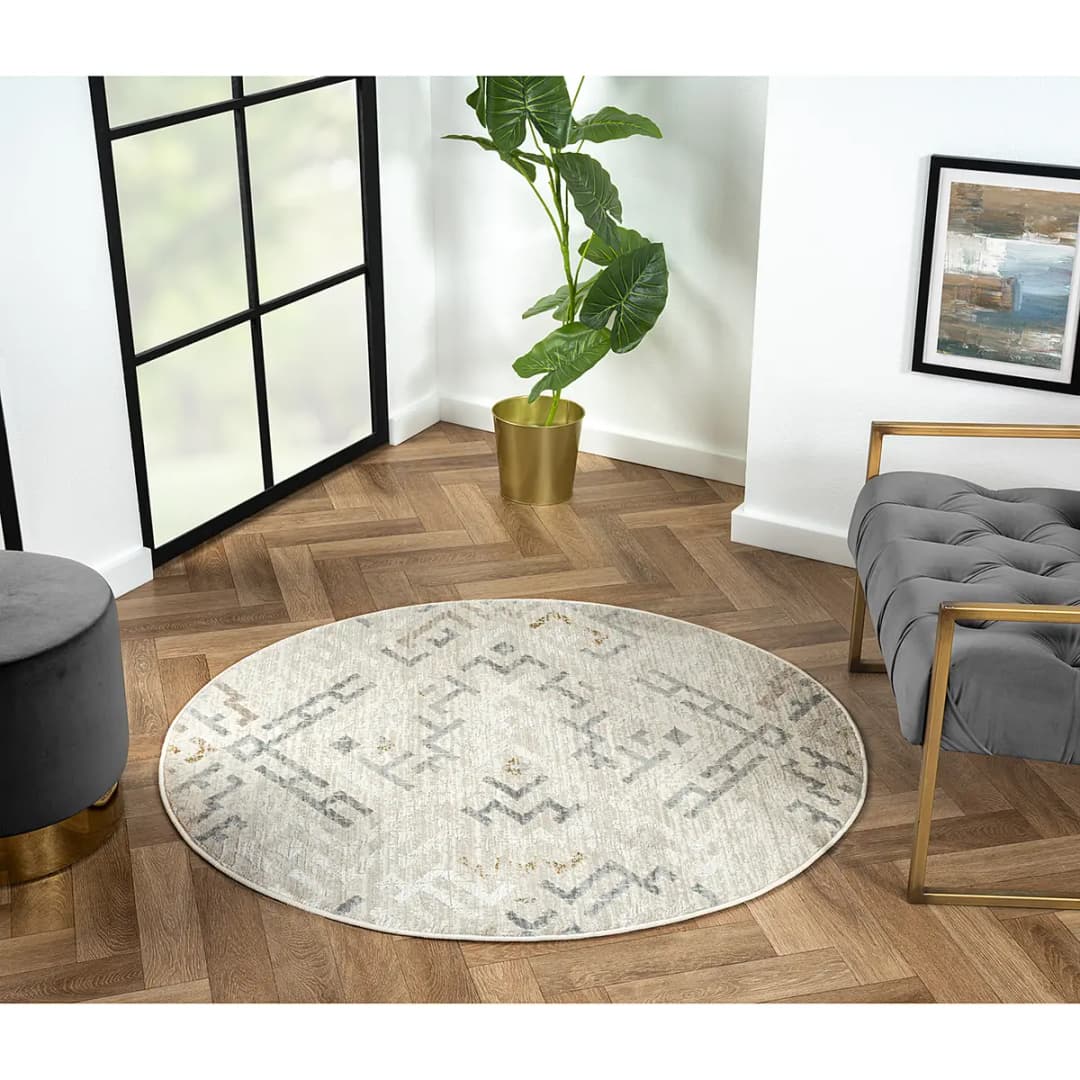 Kurzflorteppich Beige 120 x 120cm Mischgewebe | Beige