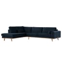 Ecksofa mit Ottomane Blau/Dunkelgrau Samt Sadia | Blau