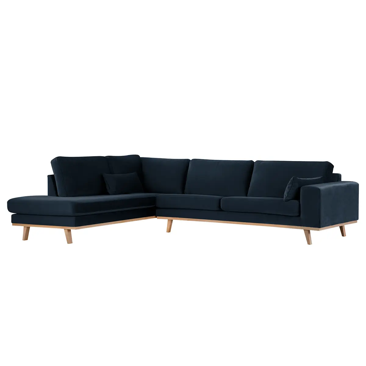 Ecksofa mit Ottomane Blau/Dunkelgrau Samt Sadia | Blau