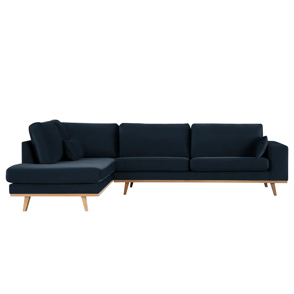 Ecksofa mit Ottomane Blau/Dunkelgrau Samt Sadia | Blau