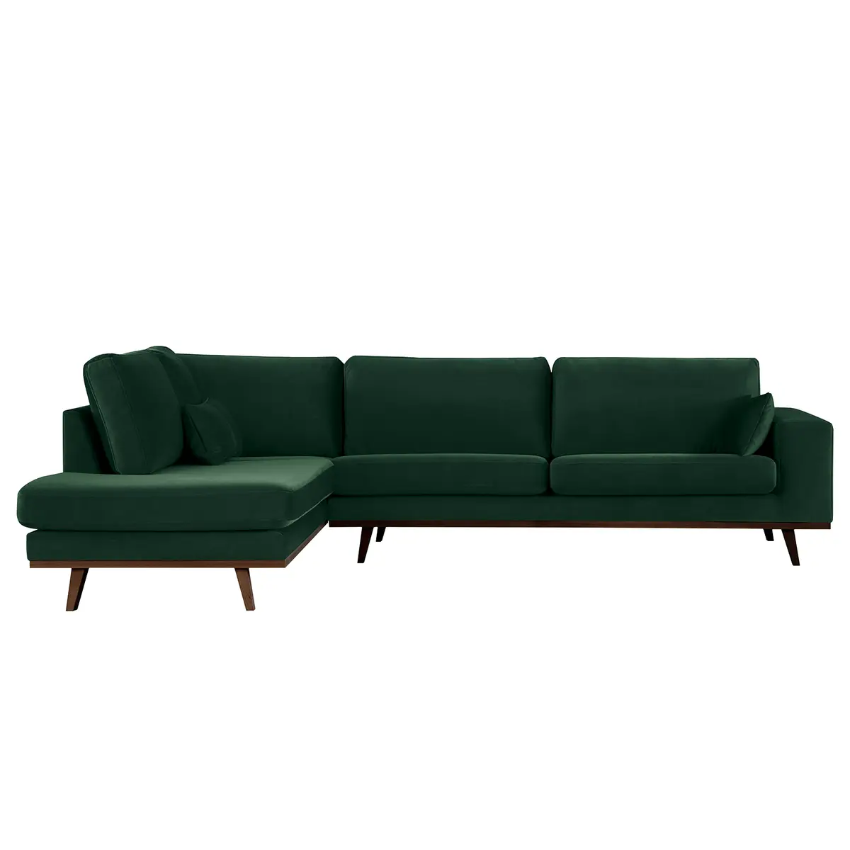 Ecksofa mit Ottomane Grün/Grün Samt Sadia | Grün