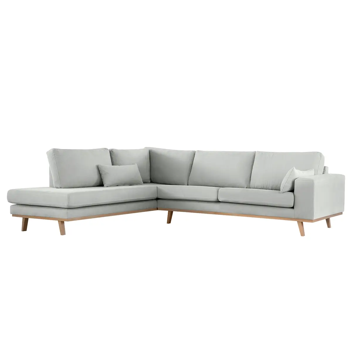 Ecksofa mit Ottomane Grau/Grau Baumwollstoff Vele | Grau