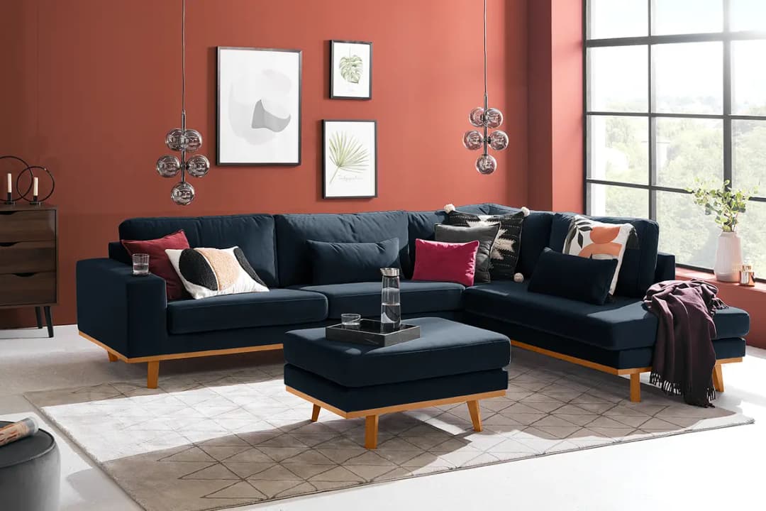 Ecksofa mit Ottomane Sadia | Blau