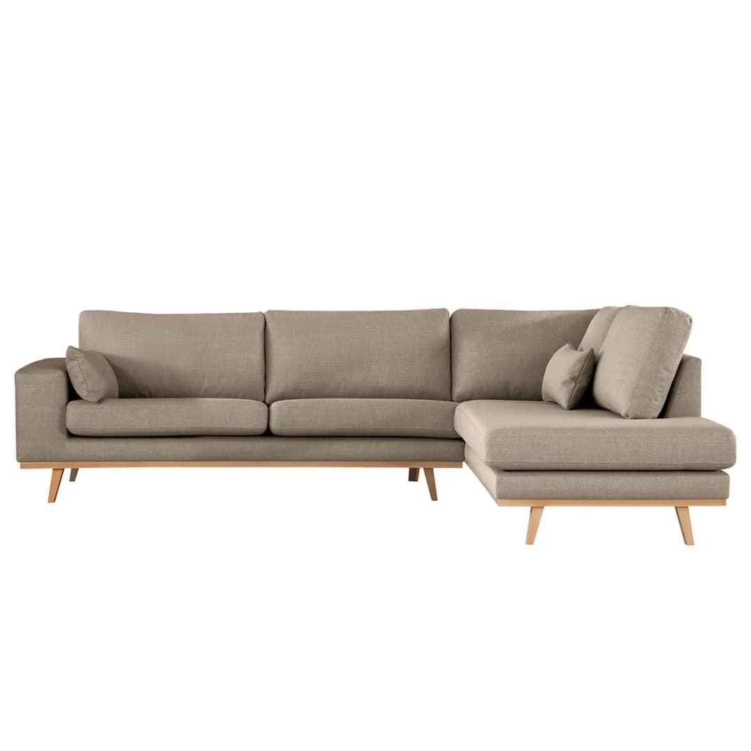 Ecksofa mit Ottomane Grau/Taupe Strukturstoff Otrera | Grau