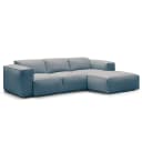 Ecksofa 3-Sitzer mit Longchair | Blau