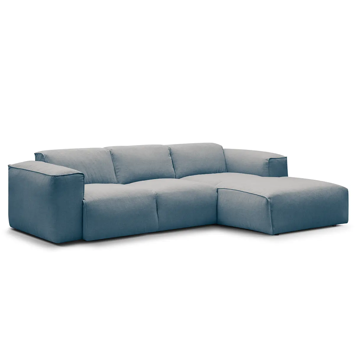 Ecksofa 3-Sitzer mit Longchair | Blau