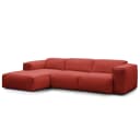 Ecksofa 3-Sitzer mit Longchair | Rot