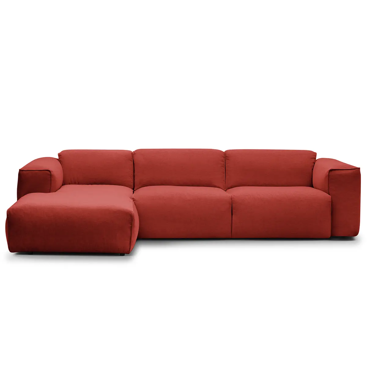 Ecksofa 3-Sitzer mit Longchair | Rot