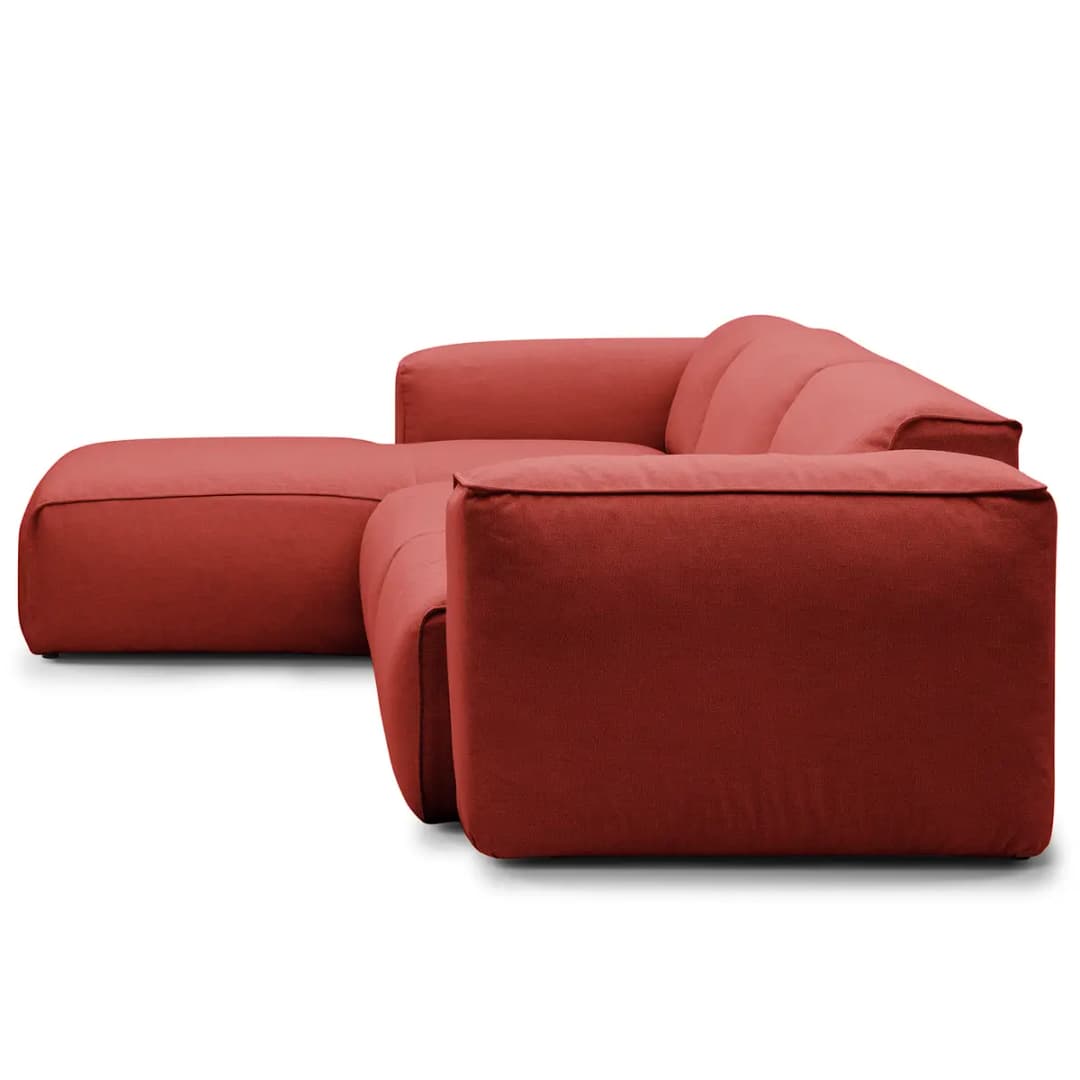 Ecksofa 3-Sitzer mit Longchair | Rot