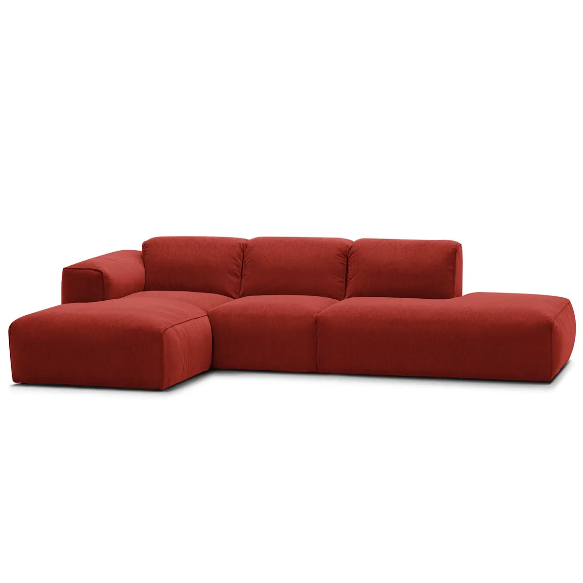 Ecksofa mit Chaiselongue | Rot