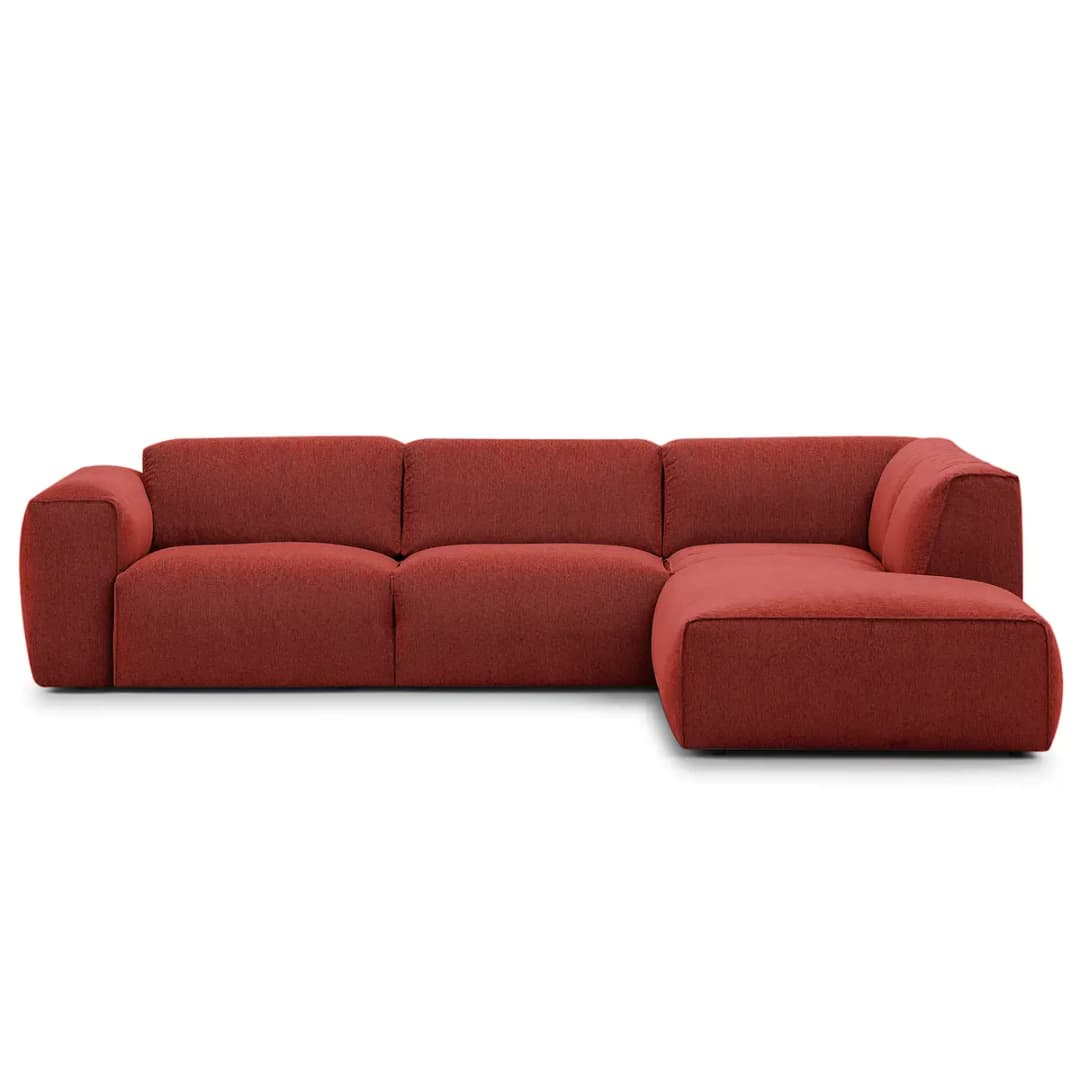 Ecksofa 3-Sitzer mit Recamiere | Rot
