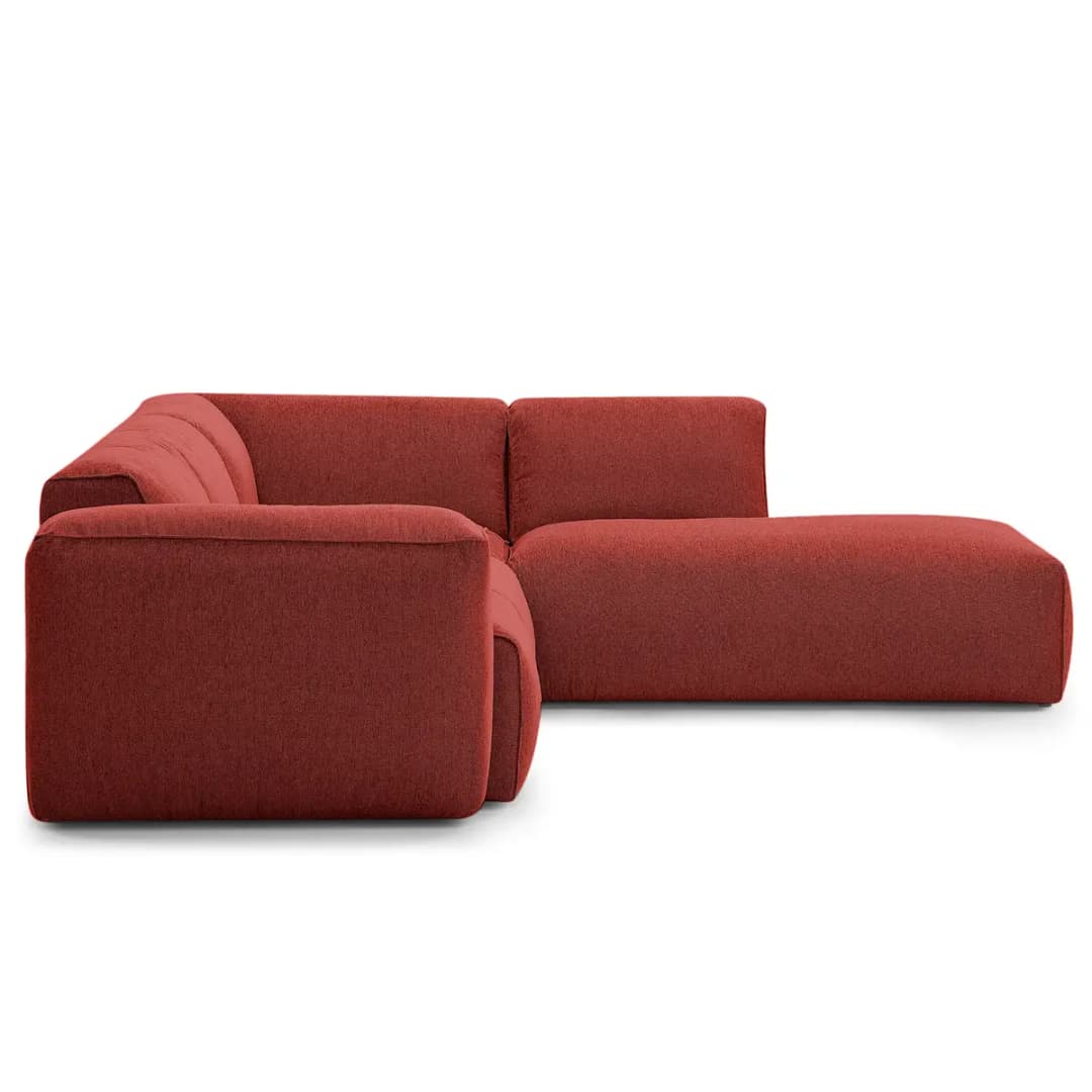 Ecksofa 3-Sitzer mit Recamiere | Rot