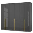 Drehtürenschrank Glam Glas 270cm Grau Basic Gold | Grau