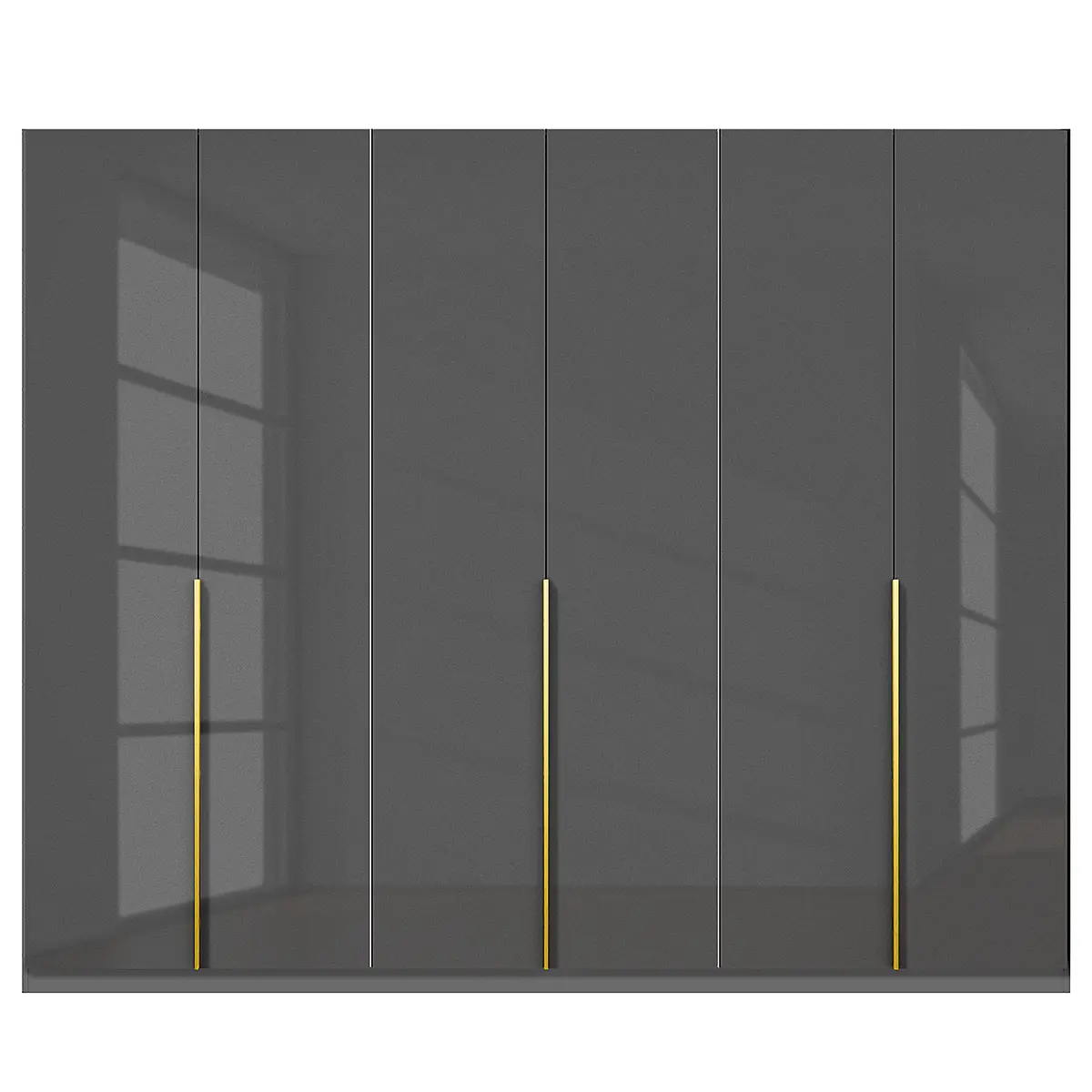 Drehtürenschrank Glam Glas 270cm Grau Basic Gold | Grau