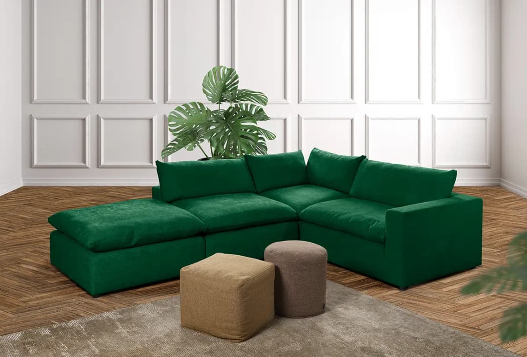 Polsterhocker Nizza 102 x 102cm Grün/Grün | Grün