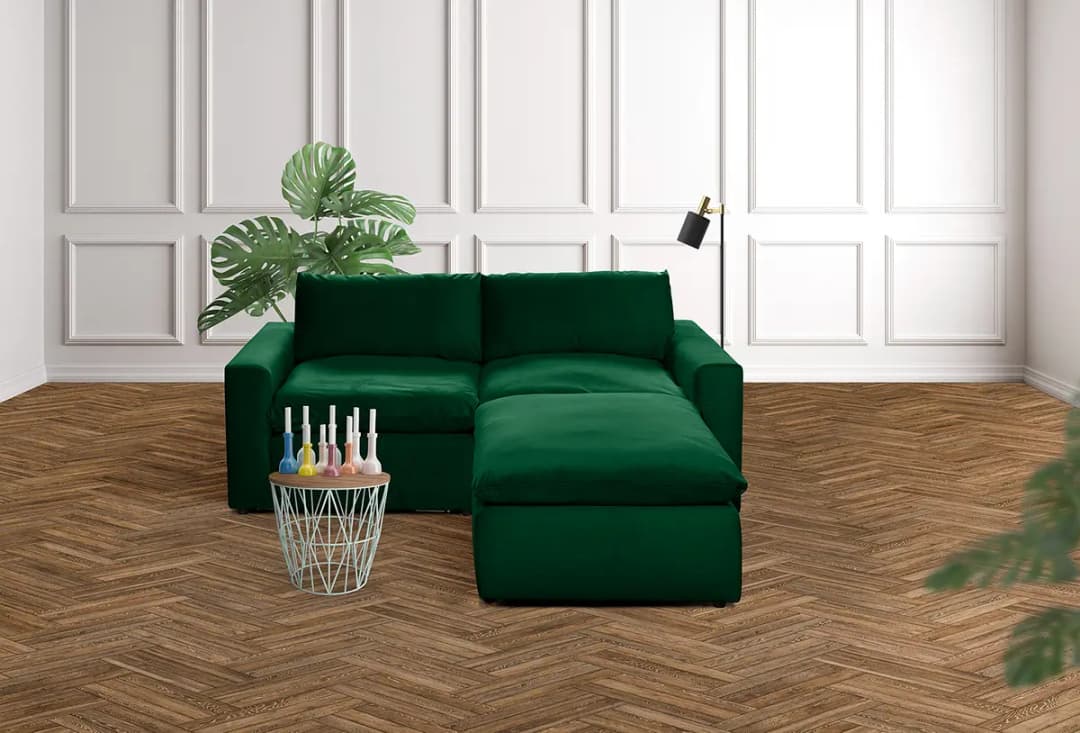 Polsterhocker Nizza 84 x 84cm Grün/Grün | Grün
