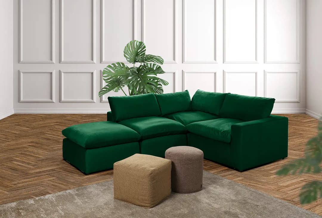 Polsterhocker Nizza 84 x 84cm Grün/Grün | Grün