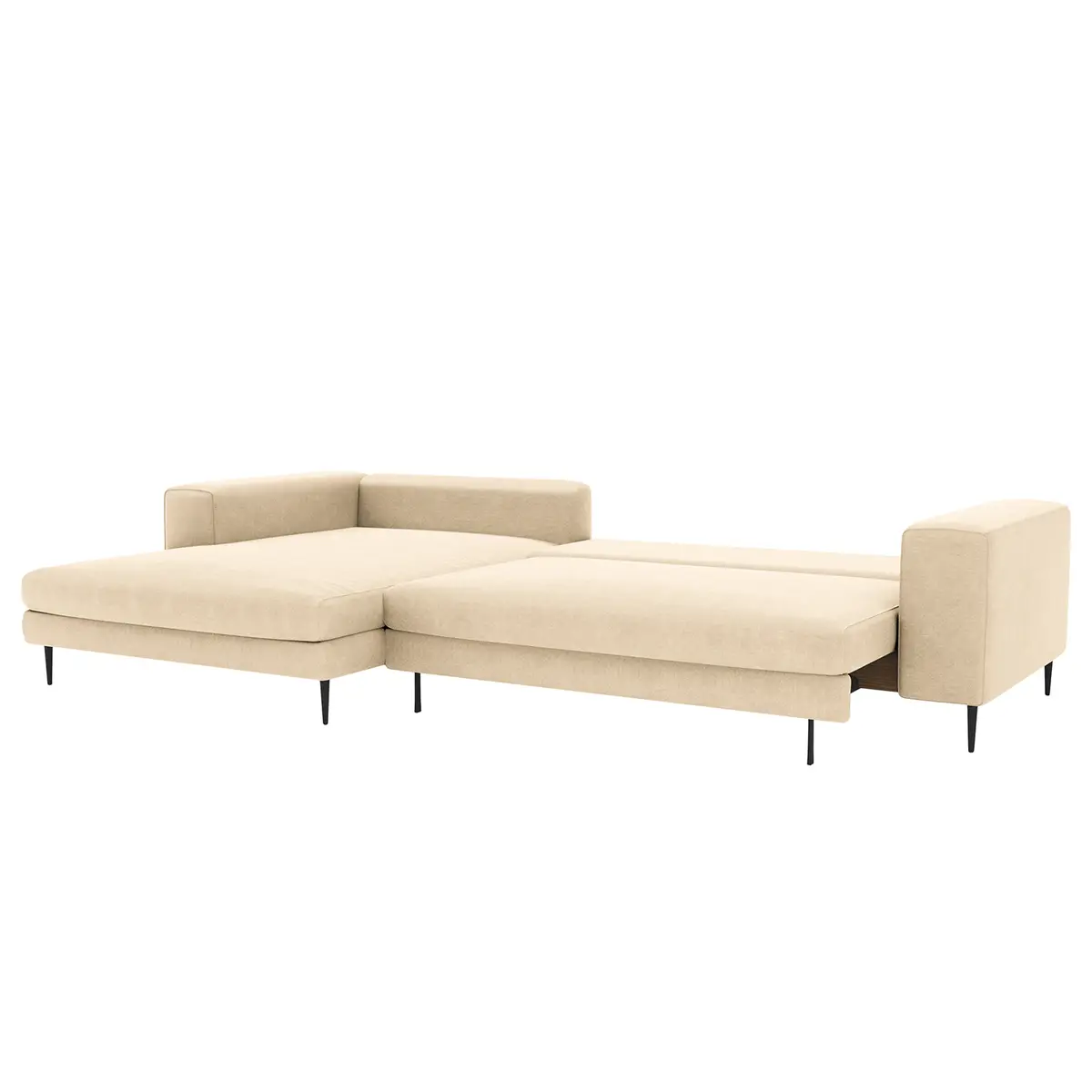 Ecksofa mit Longchair Beige Webstoff Caya | Beige