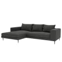 Ecksofa mit Longchair Small Grau Webstoff Caya | Grau