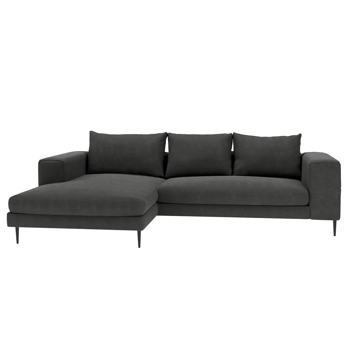 Ecksofa mit Longchair Small Grau Webstoff Caya | Grau