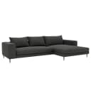Ecksofa mit Longchair Grau Webstoff Caya | Grau