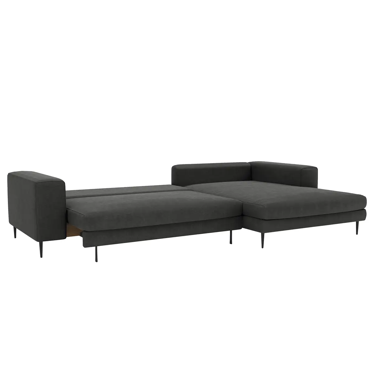 Ecksofa mit Longchair Grau Webstoff Caya | Grau