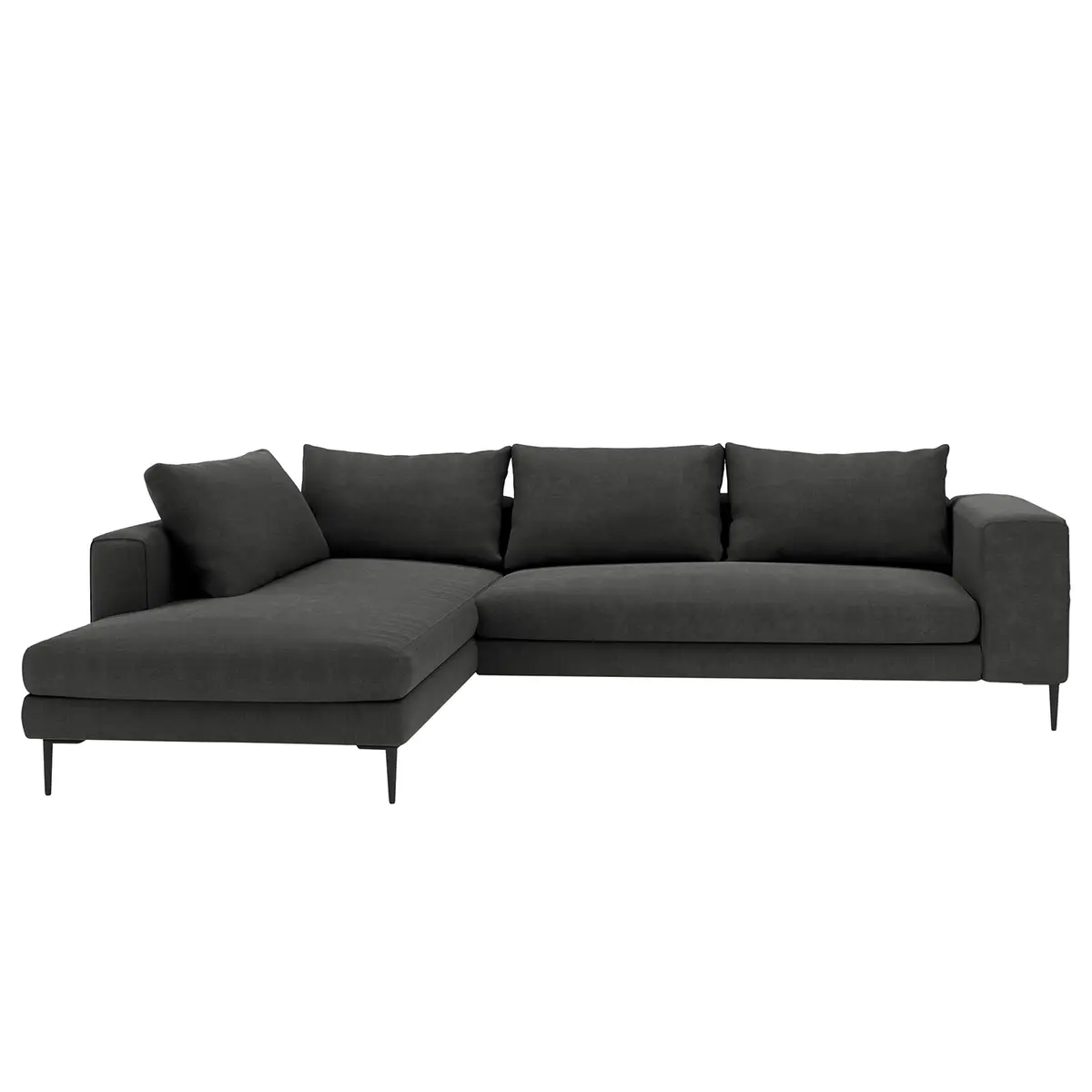 Ecksofa mit Ottomane Grau Webstoff Caya | Grau