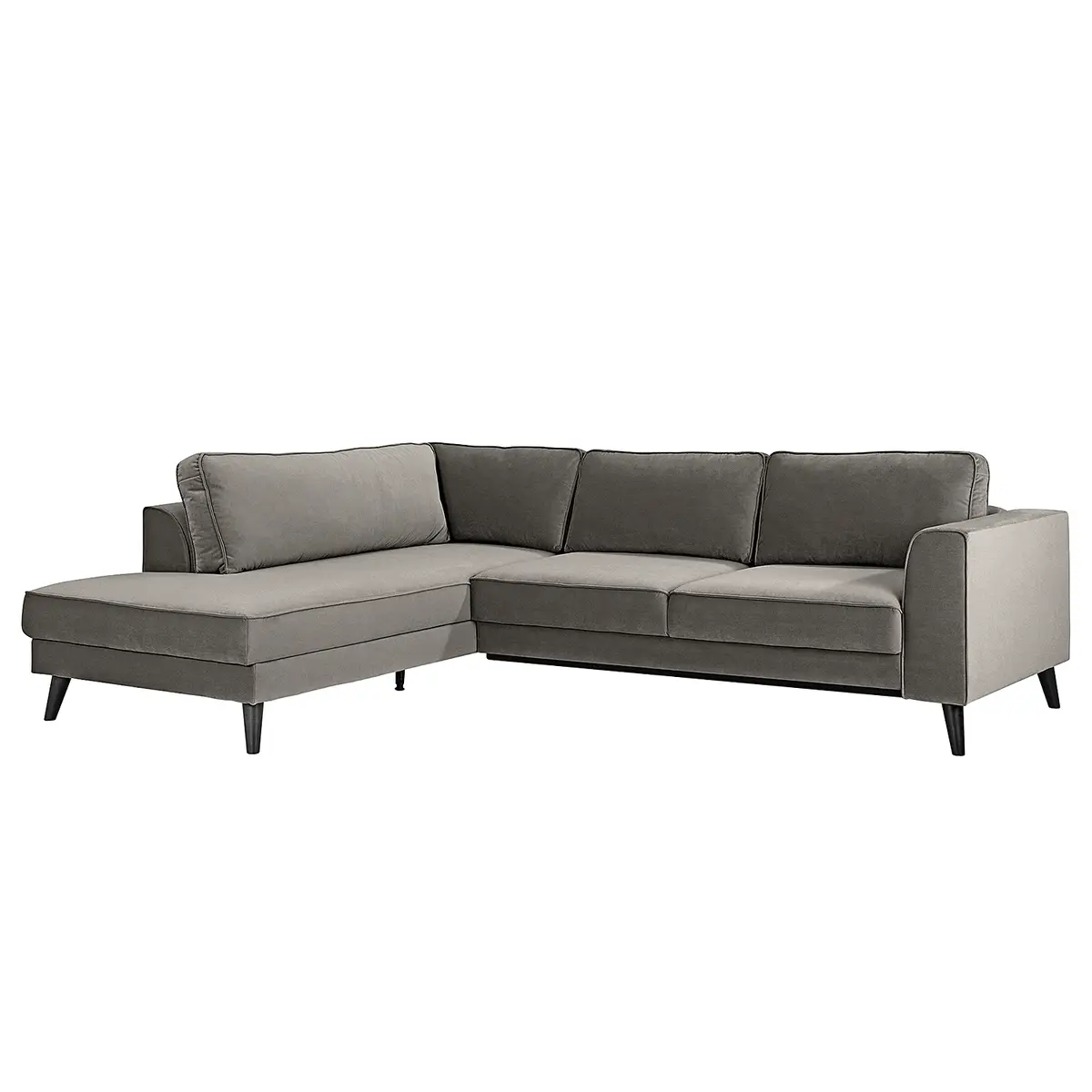 Ecksofa Small mit Ottomane Grau Samt Cara | Grau