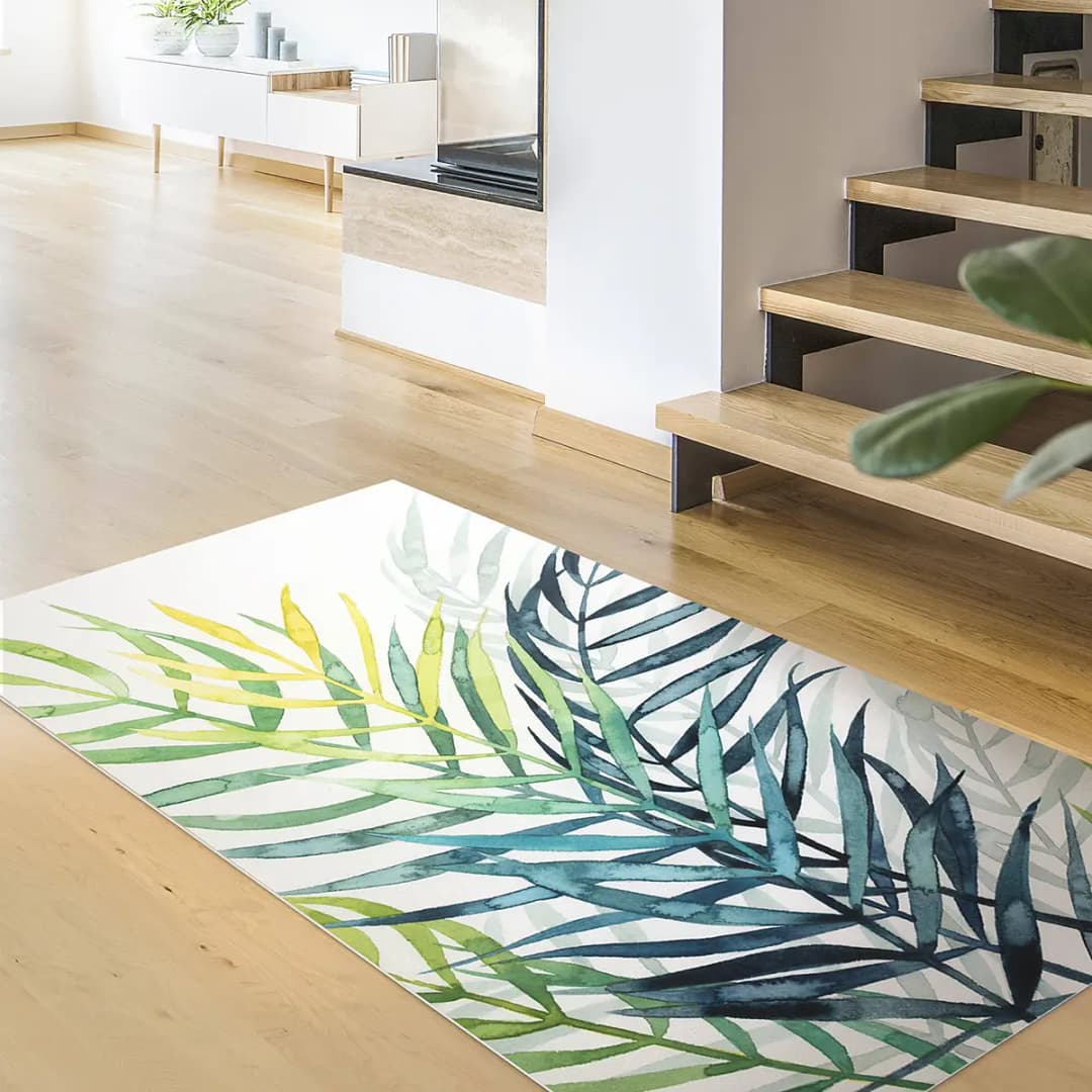 Vinylteppich Tropisches Blattwerk Palme 100 x 200cm Weiß | Weiß