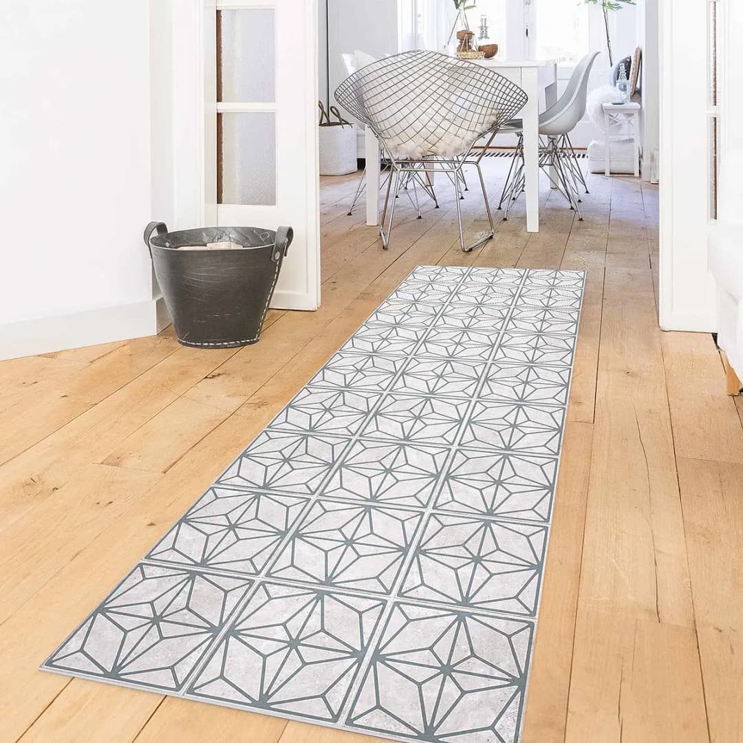 Vinylteppich Fliesenmuster Stern | Grau