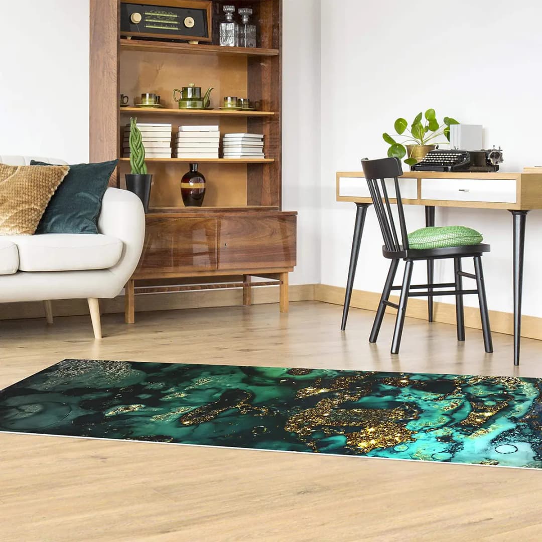 Vinylteppich Goldene Meeres-Inseln 80 x 240cm Schwarz | Schwarz