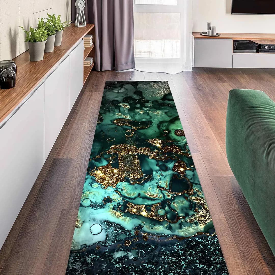 Vinylteppich Goldene Meeres-Inseln 80 x 240cm Schwarz | Schwarz