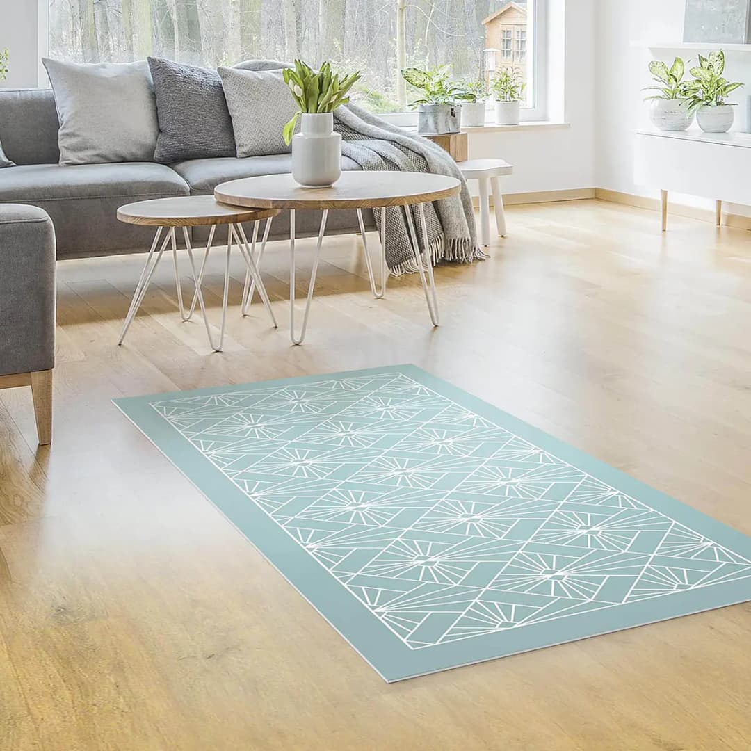 Vinylteppich Art Deco Strahlen Muster | Blau