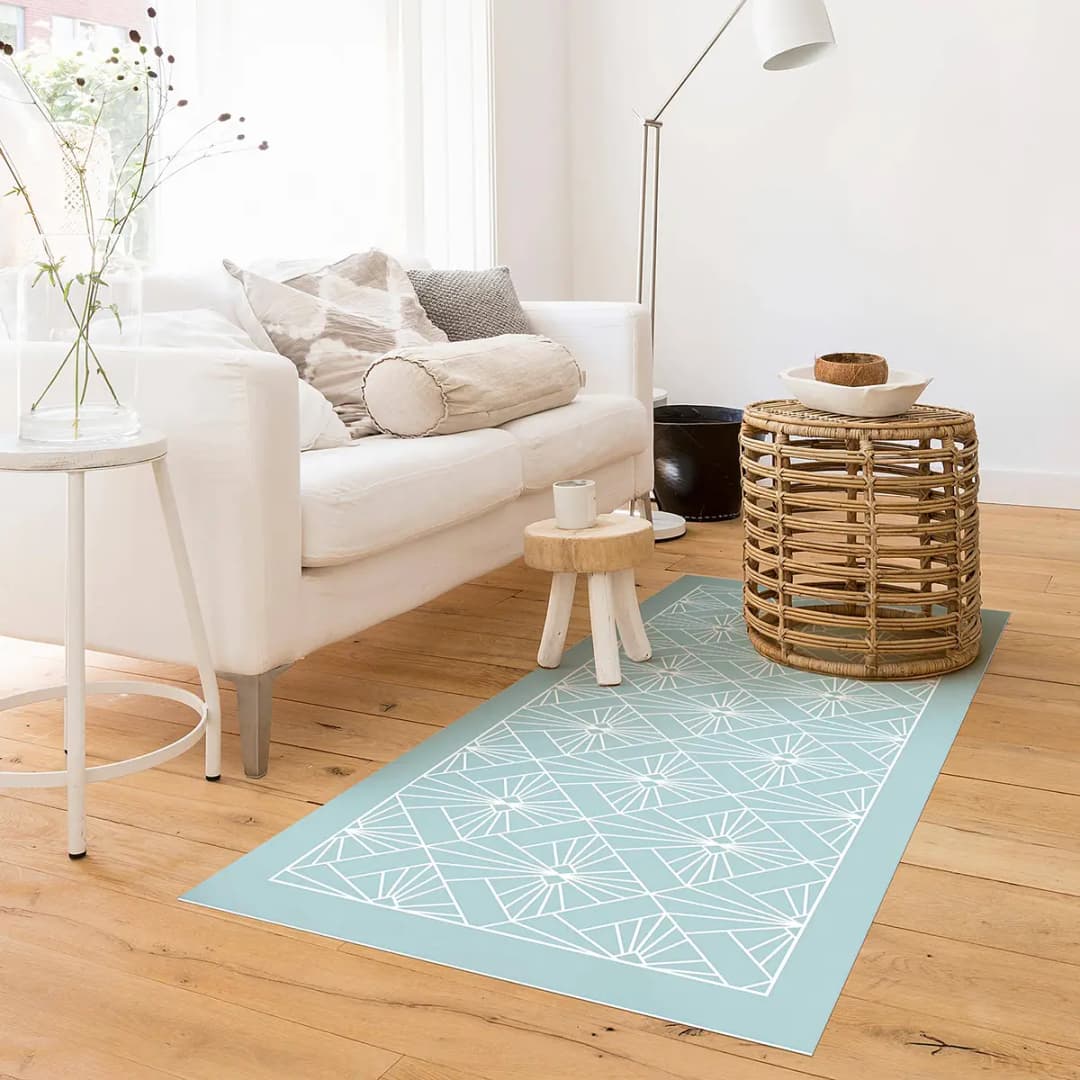 Vinylteppich Art Deco Strahlen Muster | Blau