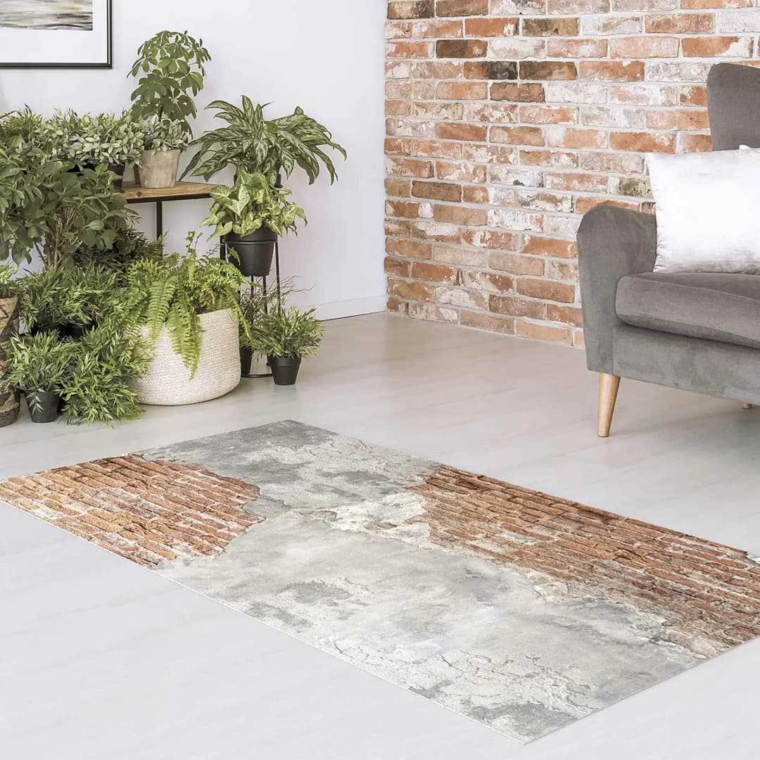 Vinylteppich Shabby Backstein Wand | Rot