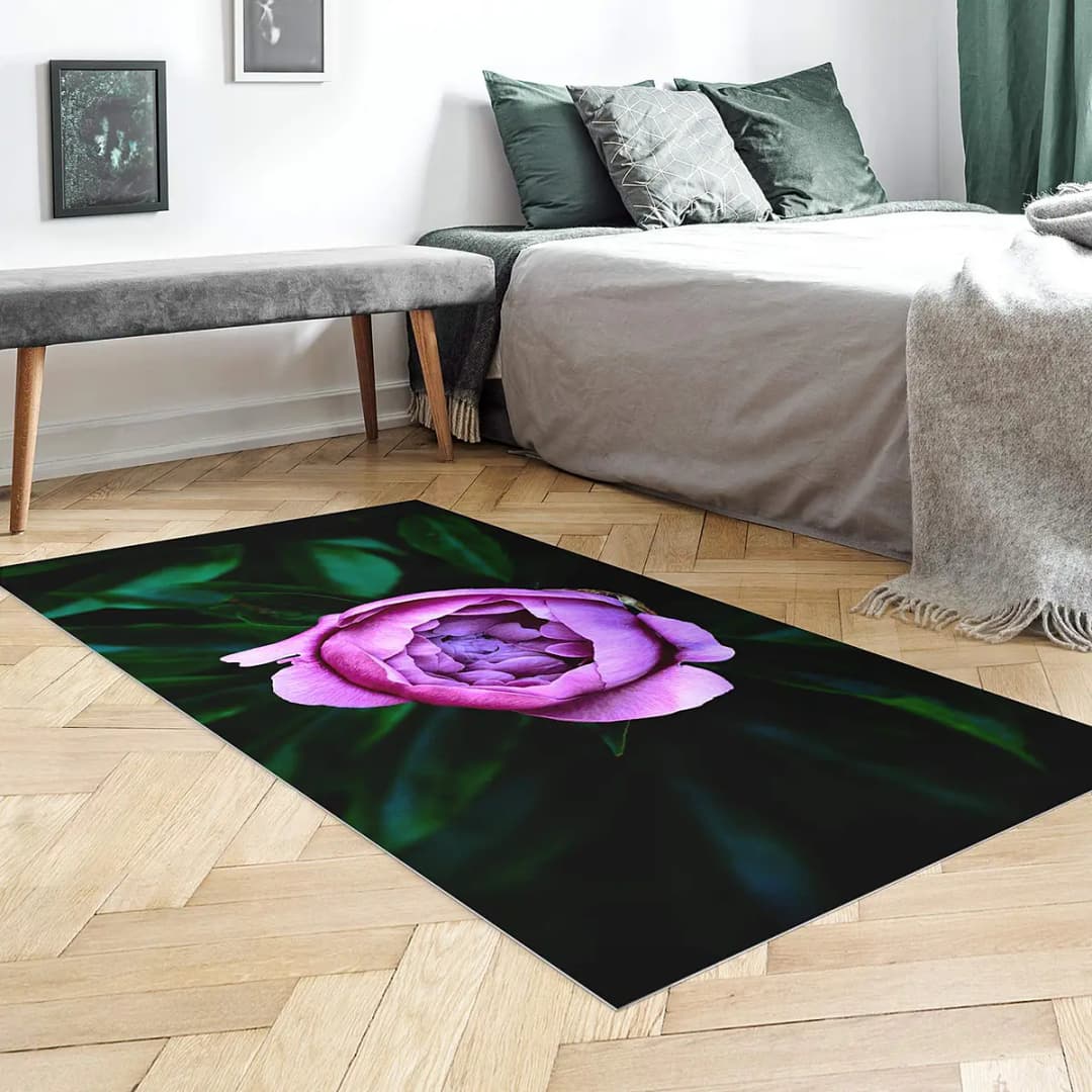 Vinylteppich Pfingstrosenblüte 160 x 80cm Grün | Grün