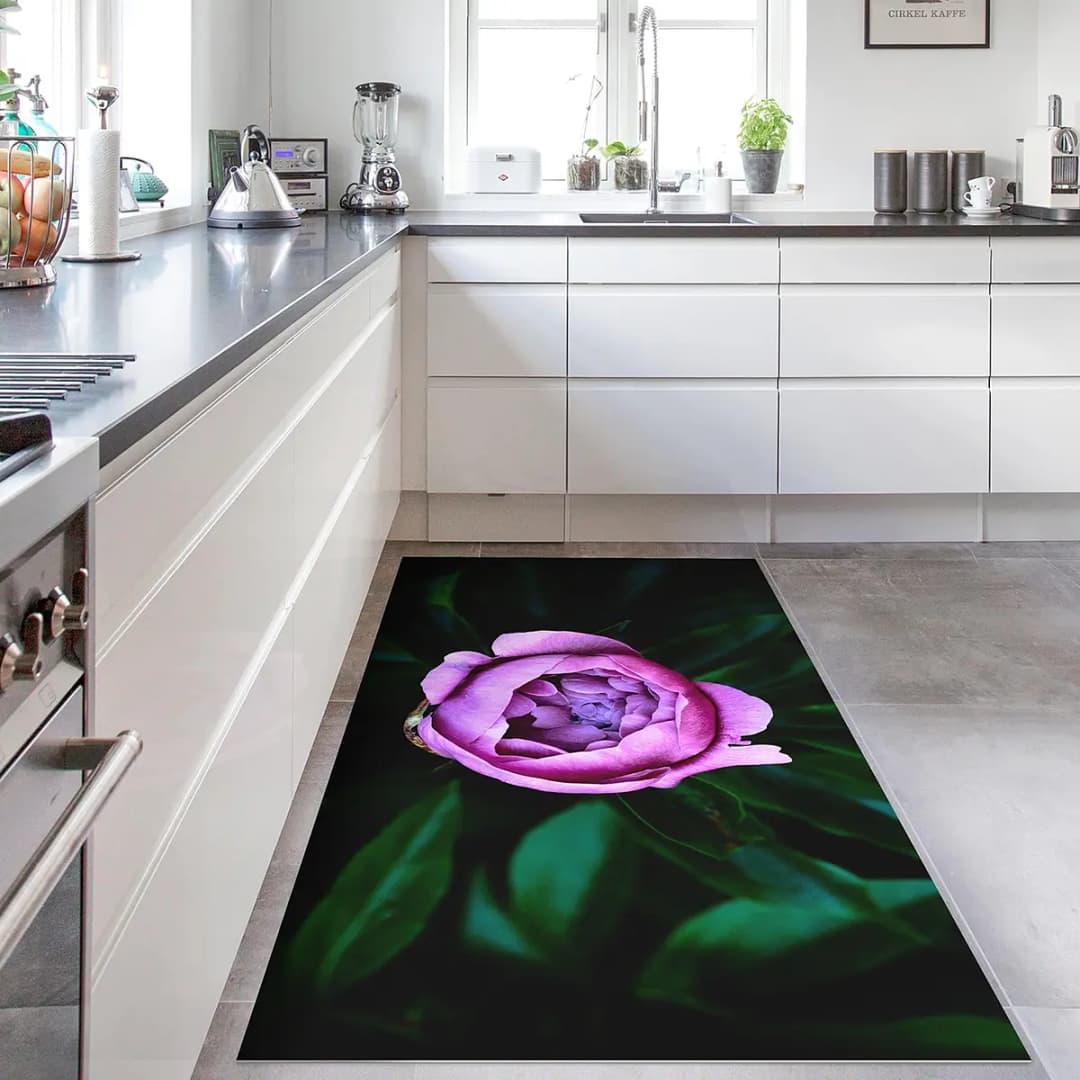 Vinylteppich Pfingstrosenblüte 160 x 80cm Grün | Grün