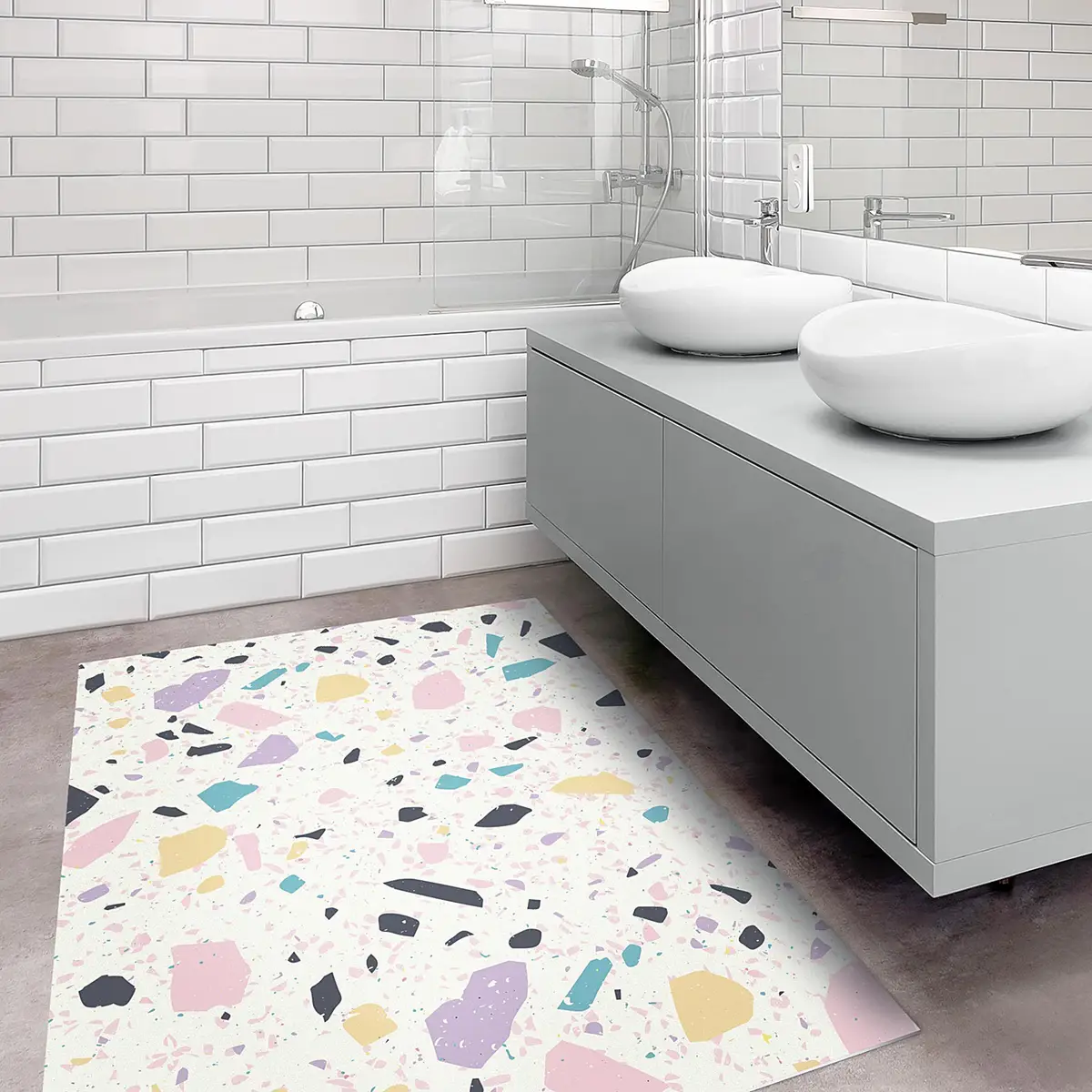 Vinylteppich Terrazzo Muster Capri | Mehrfarbig