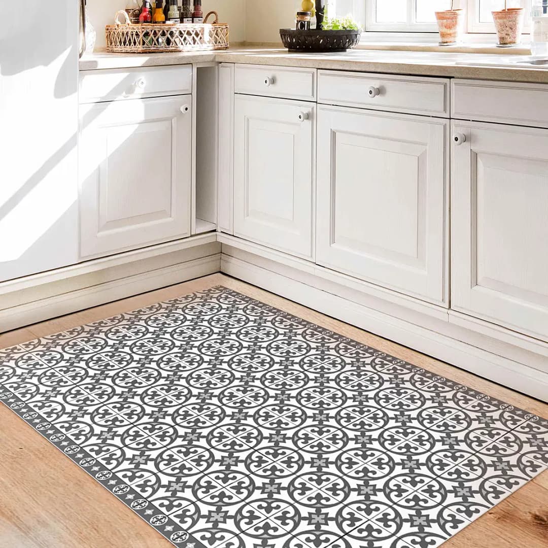 Vinylteppich Geometrische Fliesen Kreise | Grau