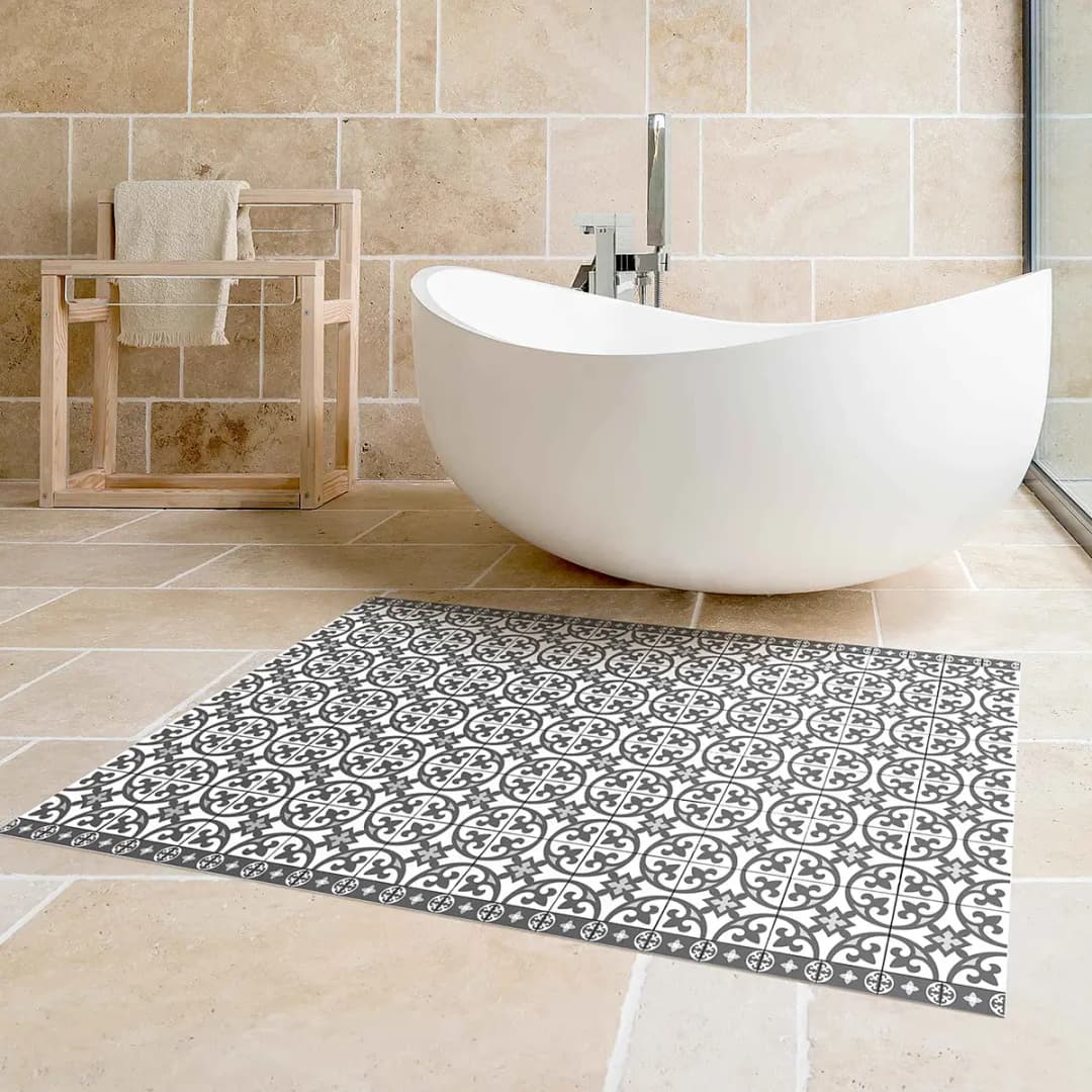 Vinylteppich Geometrische Fliesen Kreise | Grau
