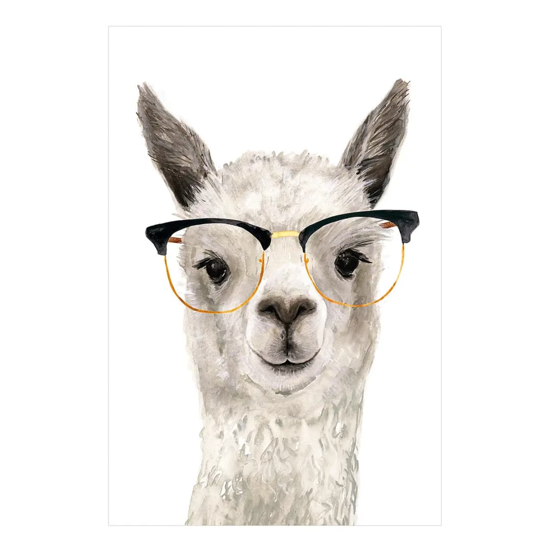 Vinylteppich Hippes Lama mit Brille | Weiß